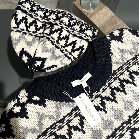 Favorite Daughter Sweater & Hat Set, Blue-Grey Fair Isle, NWT, Size M - Picture 9 of 10